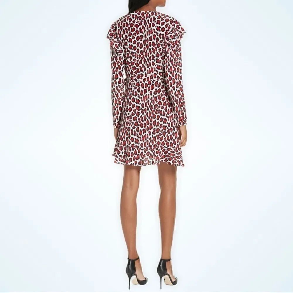NEW ROBERT RODRIGUEZ LENA LEOPARD PRINT FAUX WRAP DRESS RED LEOPARD NWT SIZE 4 - Picture 5 of 13